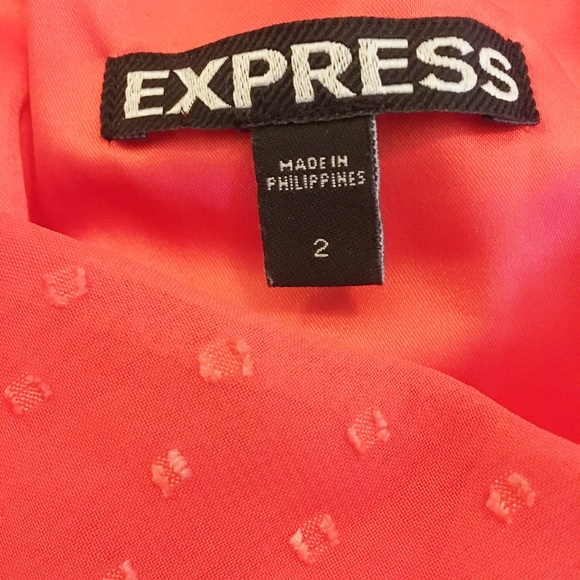 🌈3/$15 Express Orange Cip Dot Chiffon Dress SZ2 - Picture 5 of 6